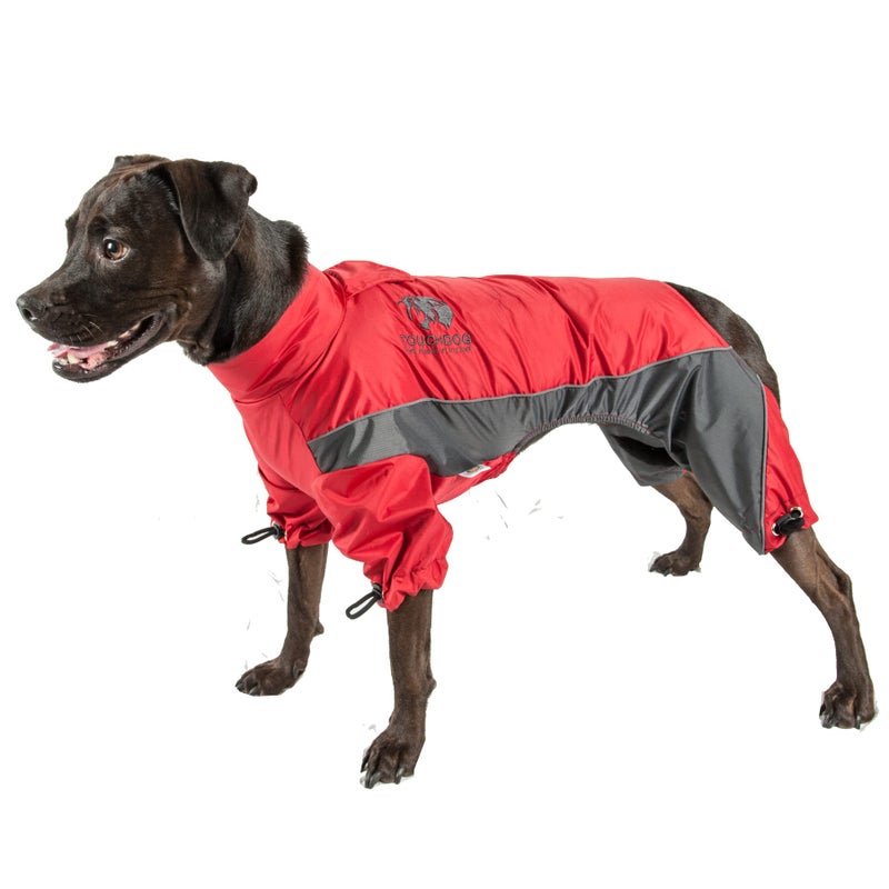 PuTwo TOUCHDOG 'Quantum-Ice' Full Body Bodied Adjustable and 3M Reflective Pet Dog Coat Jacket w/ Blackshark Technology, Large, Red, Charcoal Grey - Image 3